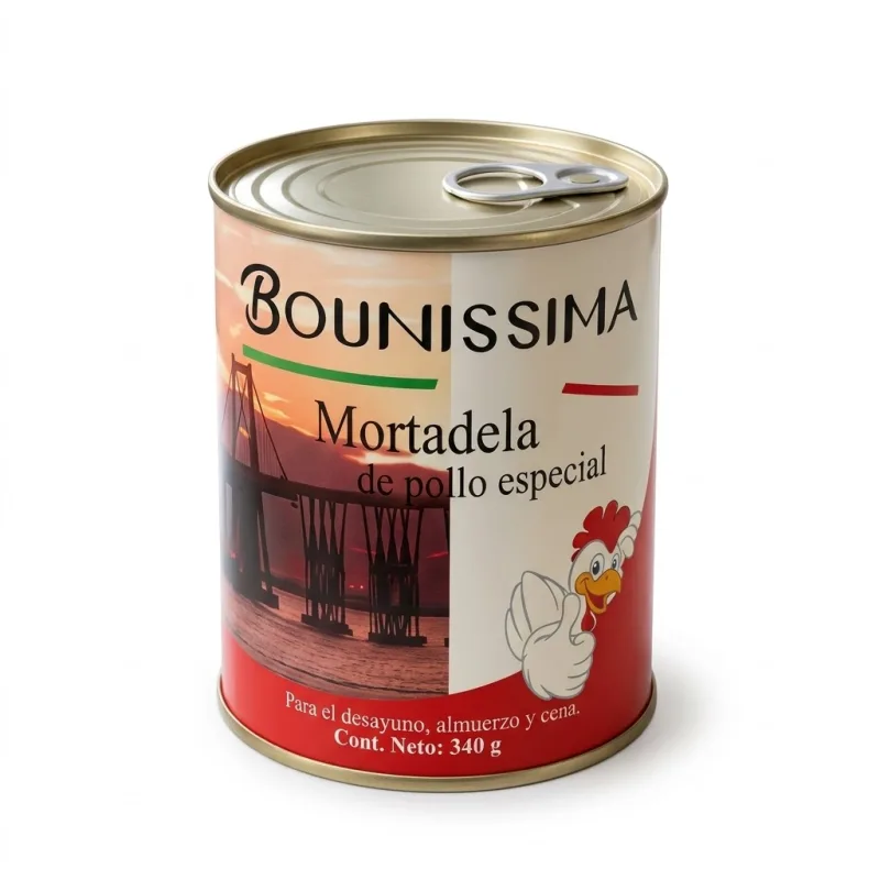 Mortadella especial de pollo 340g en lata.